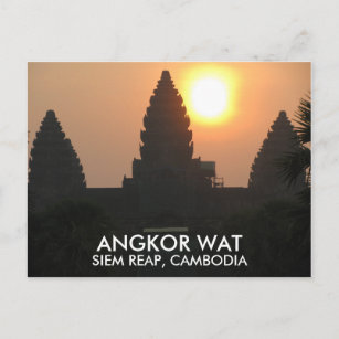 Angkor Wat Temple Sunrise Siem Reap Cambodia Asia Postcard
