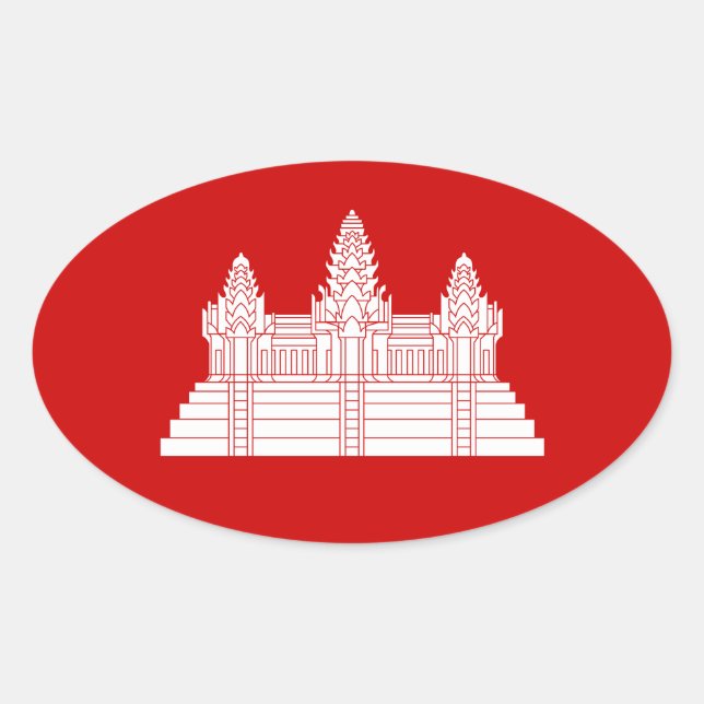 Angkor Wat Ver.2.0. Khmer Temple Oval Sticker (Front)