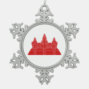 Angkor Wat Ver.2.0. Khmer Temple Snowflake Pewter Christmas Ornament