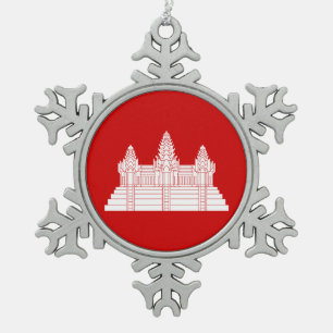 Angkor Wat Ver.2.0. Khmer Temple Snowflake Pewter Christmas Ornament