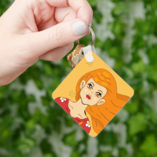 Angle Number One Heart Long Blonde Hair Princess Keychain