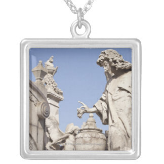 Angle Statue Close Up in La Recoleta Cemetery Silver Plated Necklace