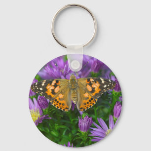 Angle Wing Butterfly On Cone Flower Keychain
