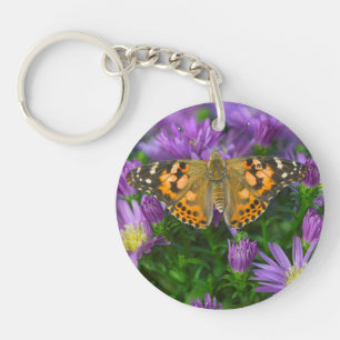 Angle Wing Butterfly On Cone Flower Keychain