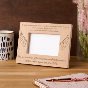 Angle Wings Funeral Custom Message Mermorial Photo Engraved Frames