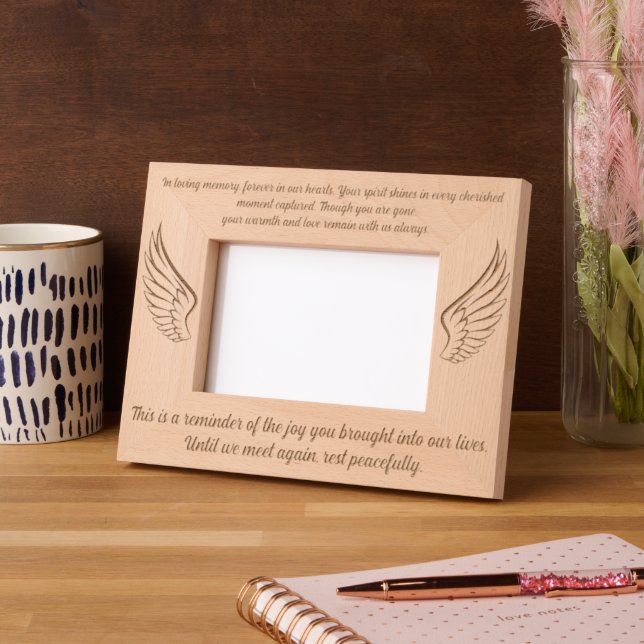 Angle Wings Funeral Custom Message Mermorial Photo Engraved Frames (Left)