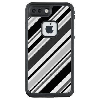 Angled Black, Grey, White Stripes LifeProof® FRĒ® iPhone 7 Plus Case