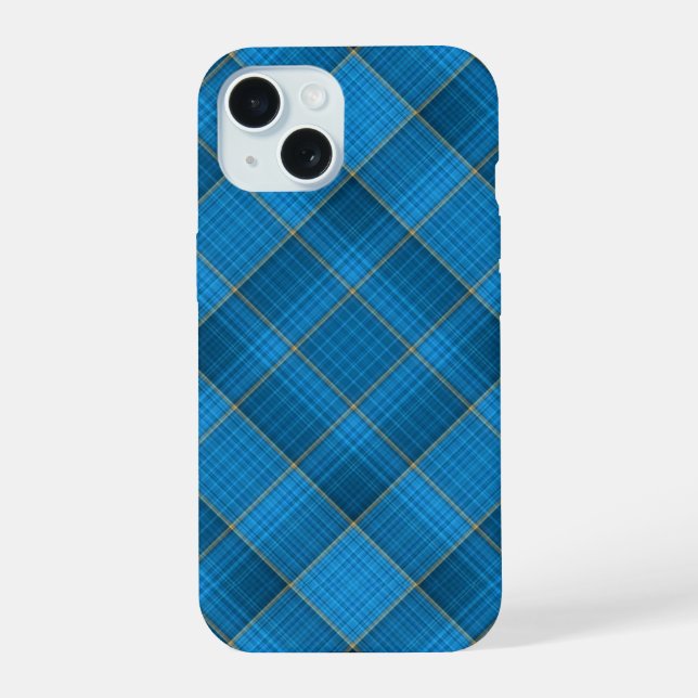 Angled Blue Plaid Pattern Iphone Case (Back)