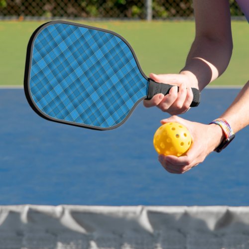 Angled Blue Plaid Pattern  Pickleball Paddle