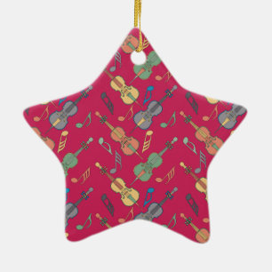 Angled Cellos Ceramic Ornament