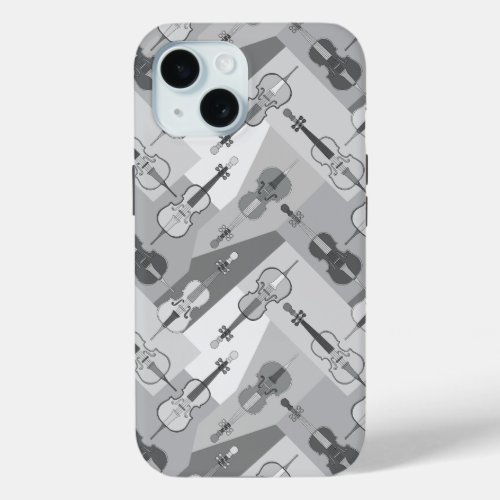 Angled Cellos Gray iPhone 15 Case