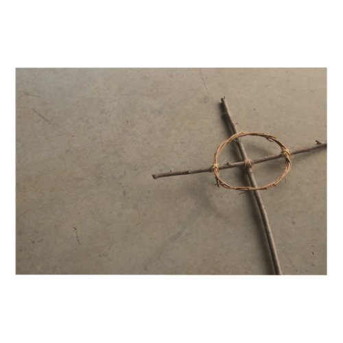 Angled Celtic Cross in Sticks and Vines Wood Wall Art
