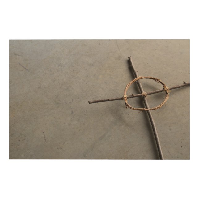 Angled Celtic Cross in Sticks and Vines Wood Wall Art (Front)
