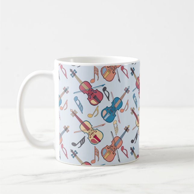 Angled Violin and Music Notes Coffee Mug (Left)