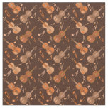 Angled Violins Music Notes Brown Fabric