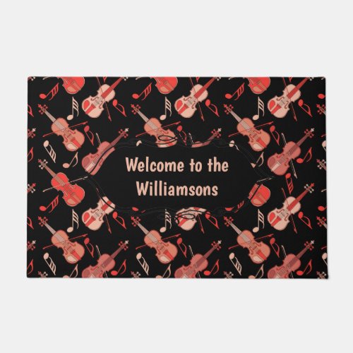 Angled Violins Music Notes Doormat