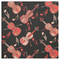 Angled Violins Music Notes Fabric