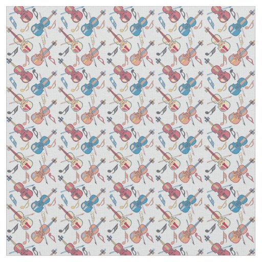 Angled Violins Music Notes Fabric
