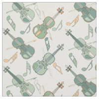 Angled Violins Music Notes Fabric