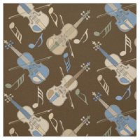 Angled Violins Music Notes Fabric