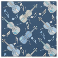Angled Violins Music Notes Fabric