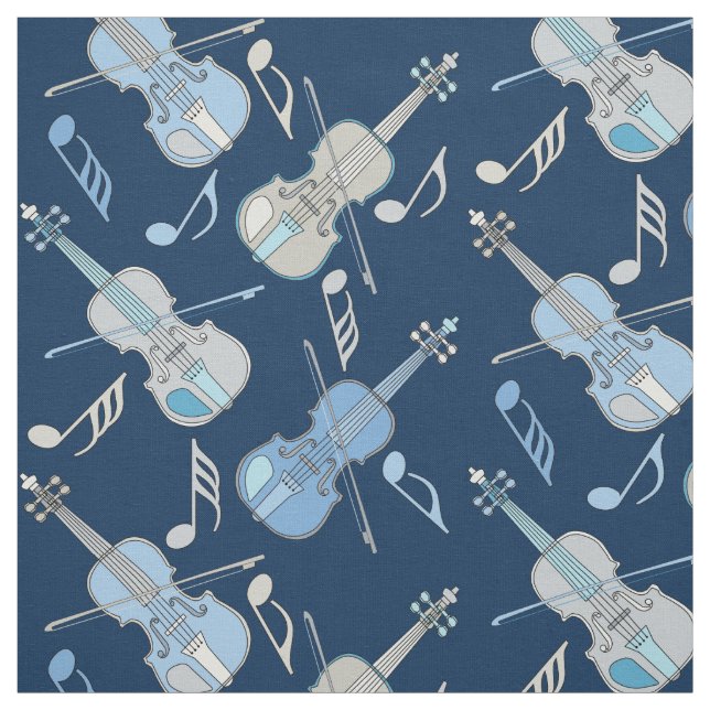 Angled Violins Music Notes Fabric (Swatch)