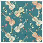 Angled Violins Music Notes Fabric