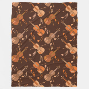Angled Violins Music Notes  Fleece Blanket