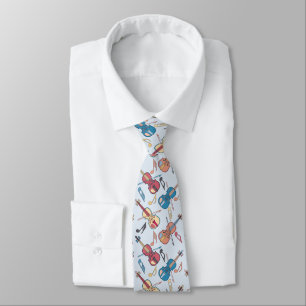 Angled Violins Music Notes Neck Tie