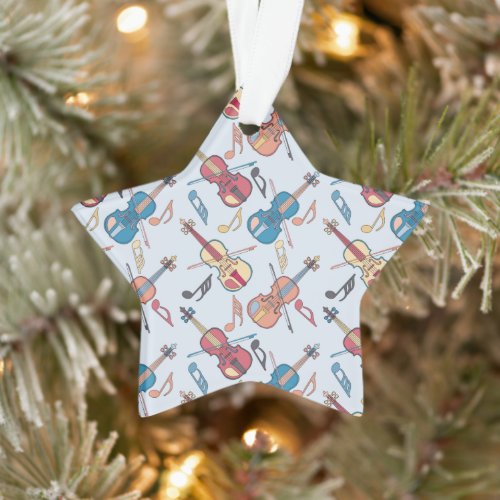 Angled Violins Music Notes Ornament