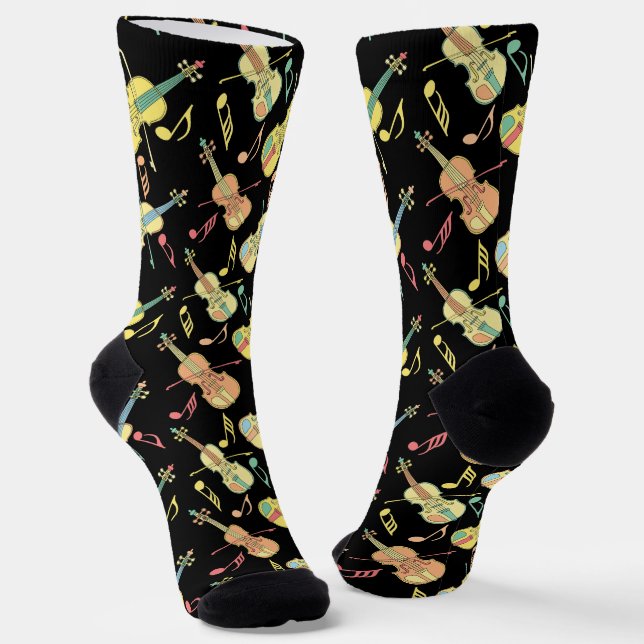 Angled Violins Music Notes  Socks (Angled)