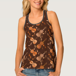 Angled Violins Music Notes Tank Top
