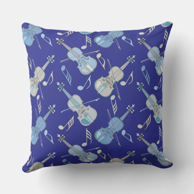 Angled Violins Music Notes  Throw Pillow (Back)