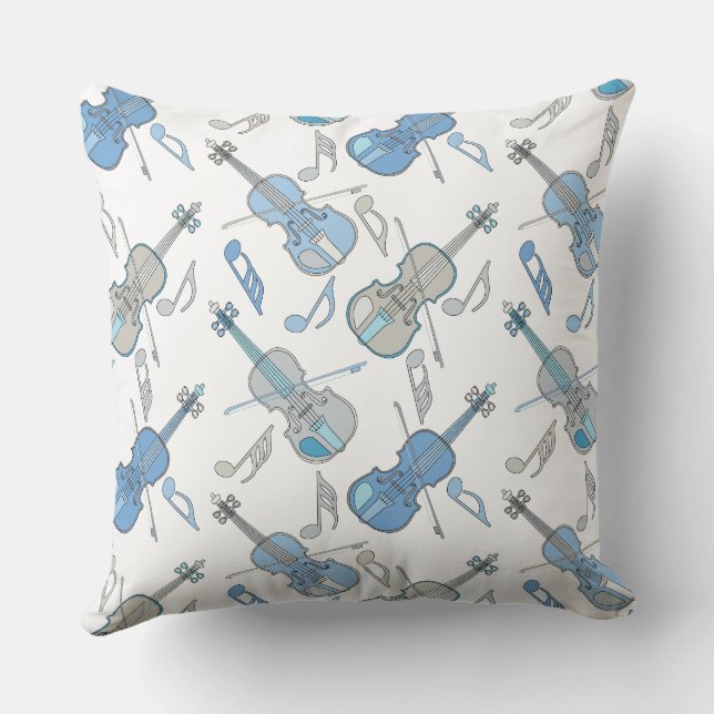 Angled Violins Music Notes  Throw Pillow (Back)
