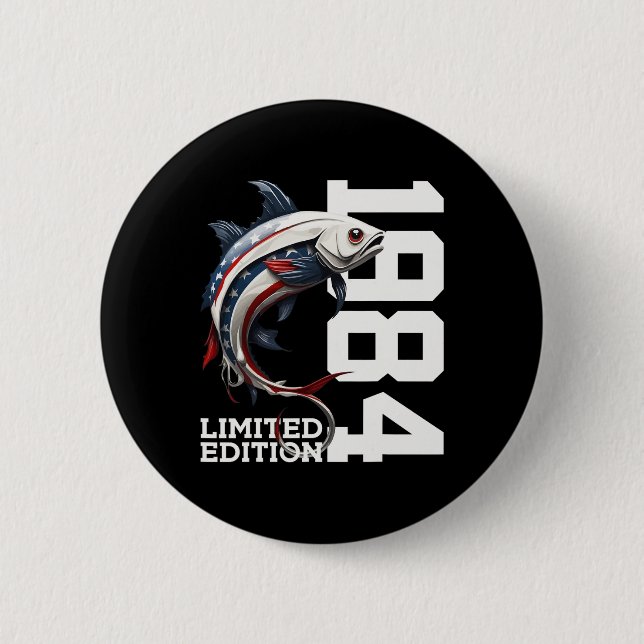 Angler 41st Birthday Fishing Limited Edition 1984  Button (Front)