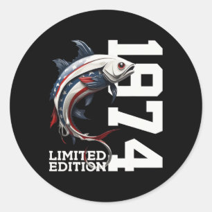Angler 51st Birthday Fishing Limited Edition 1974 Classic Round Sticker