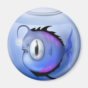 Angler fish aquarium fish bowl cute blue magnet
