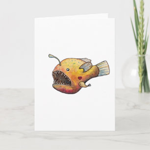 Angler fish love holiday card