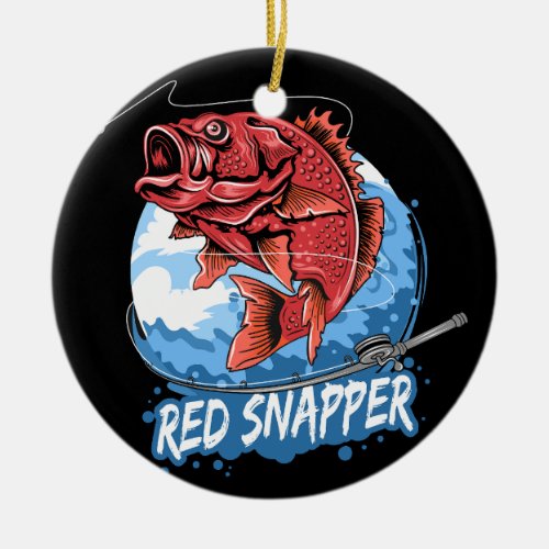 angler_fish_red_snapper_fisherman_artwork_vector ceramic ornament