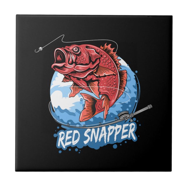 angler-fish-red-snapper-fisherman-artwork-vector ceramic tile (Front)