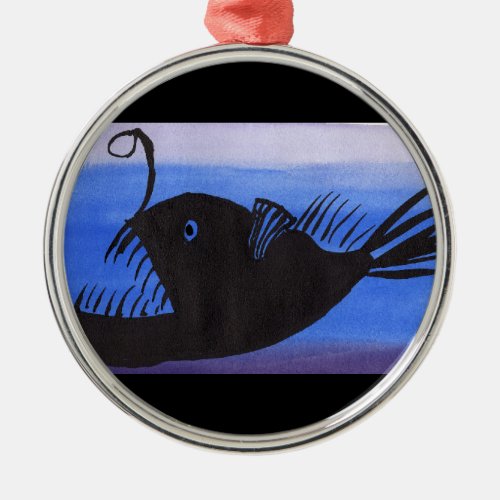 Angler Fish Silhouette Metal Ornament