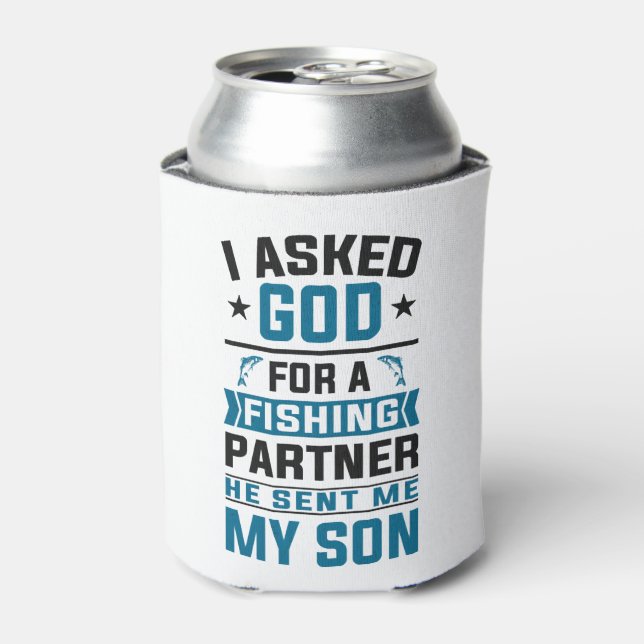 Angler Fishing Father and Son Angling Partners Can Cooler (Can Front)