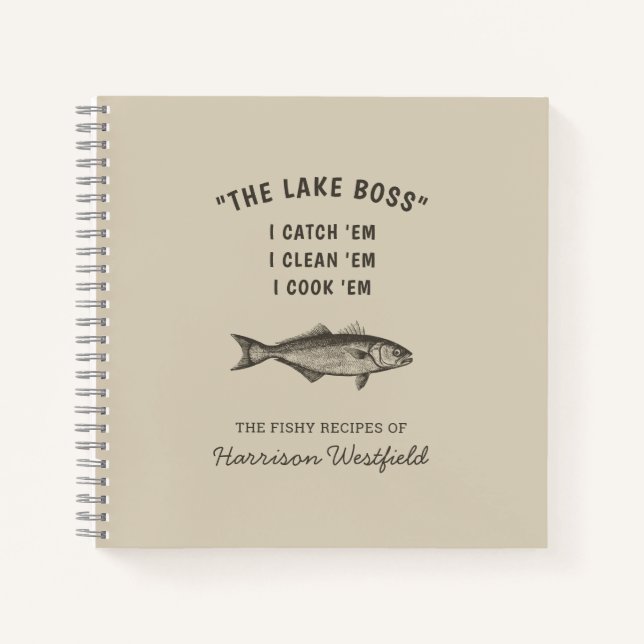 Angler Fishing Humor Personalized Fish Recipes Notebook (Front)