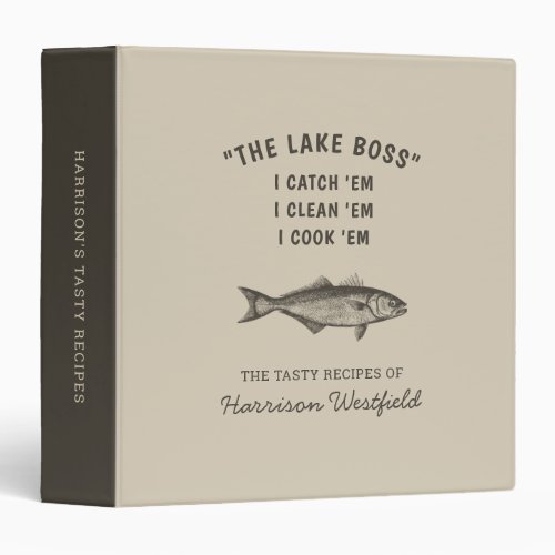 Angler Fishing Humor Personalized Recipes 3 Ring Binder