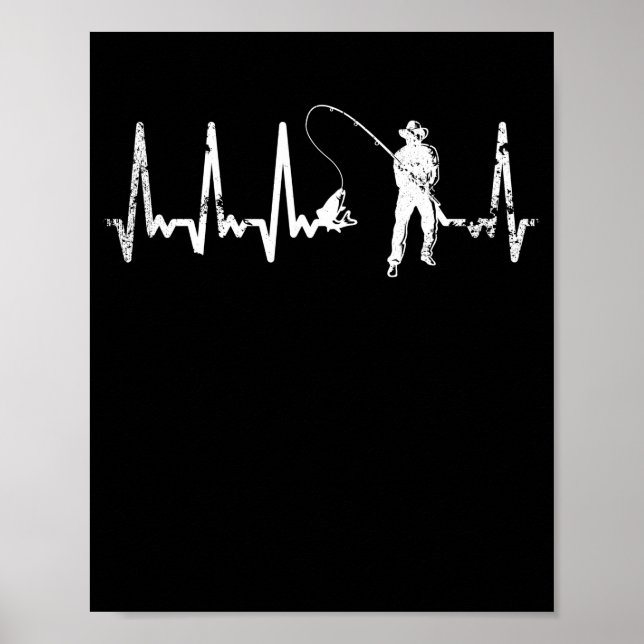 Angler heartbeat fisherman pulse fish ECG gift Poster (Front)