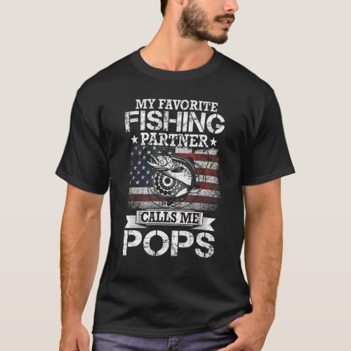 Angler I My Favorite Fishing Partner Calls Me Pops T_Shirt