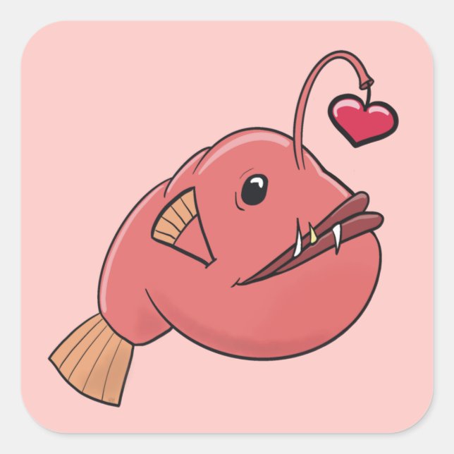 Angler in love square sticker (Front)