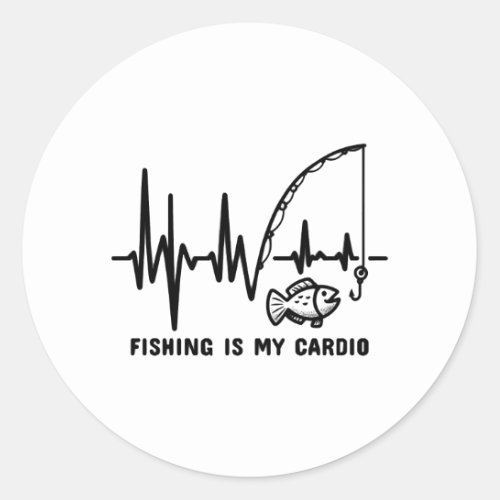 Anglers Pulse  Fishing is My Cardio Tee Classic Round Sticker