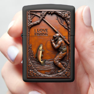 Angler Trout River Scene Zippo Lighter