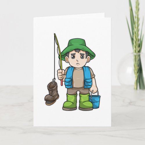 Angler with Fishing rod  Bucket Card